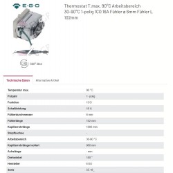 Thermostat 0-90°C 1-polig 16A