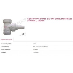 Siphonrohr 1 1/2" mit Schlauch-